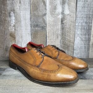 Mens Allen Edmonds Richmond Brown Leather Wingtip Oxfords Dress Shoes Size 11.5